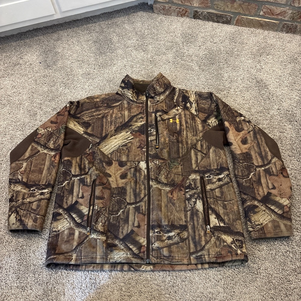 Under Armour Men's Camouflage Full Zip Jacket - Mossy Oak Breakup Large Hunting